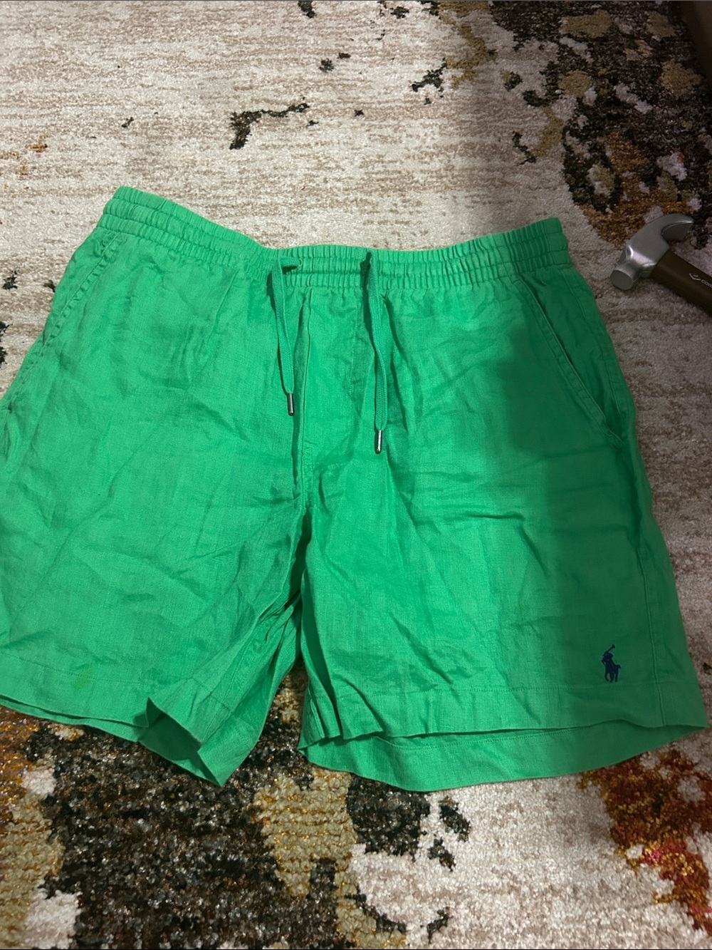 Polo Ralph Lauren Green  Shorts with Light Blue Pockets